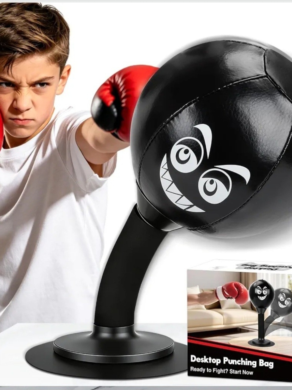 Desktop Punching Bag with Strong Suction Cup, Tabletop Stress Relief Boxing Ball